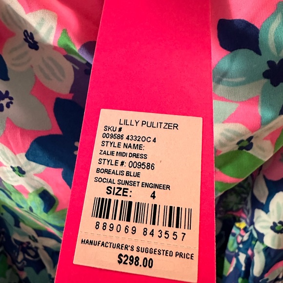 Lilly Pulitzer NWT Hard to find Zalie Midi dress.  Size 4. Beautiful and new! - Picture 2 of 2